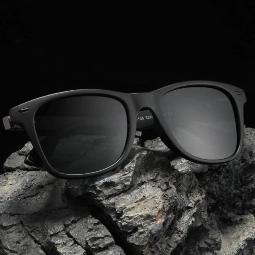 Mens Black 80's 90's Sunglasses Polarized UV Protection Square Frame Eyewear New